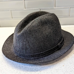 Vintage Stetson Wool Fedora Hat 7 3/8 / Vintage Stetson Hat / Vintage Wool Fedora / Vintage Grey Wool Fedora Hat / Vintage Gray Wool Hat