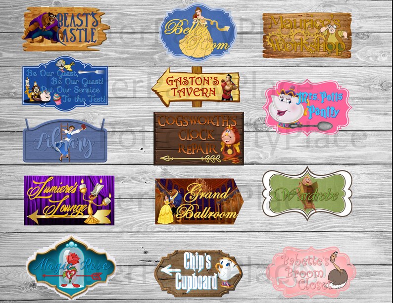 Beauty and the Beast signs Etsy