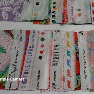 Tula Pink 4 inch Selvages Fabric Edges - Scraps Pack 100% Cotton - More than 50