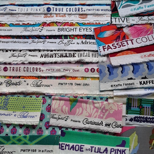 Selvages Fabric Edges - Scraps Pack 100% Cotton fabric lot - More than 50 Selvedge Edges from Various Designers