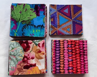 Kaffe Fassett 4x4 inch Squares Fabric Pack 100% Cotton 70-80 Pieces