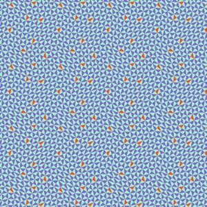 May include: A repeating pattern of small triangles in shades of blue, purple, and orange. The design features a grid-like arrangement of triangles, creating a textured, geometric effect. The overall color scheme is cool and vibrant.