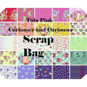 OOP- Tula Pink Curiouser and Curiouser Scrap Bag 100% Quality Quilt Fabric - more than 2 yards