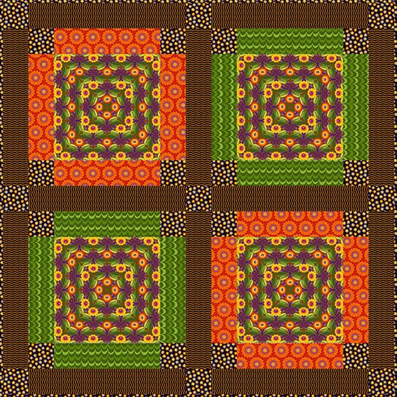 Gloriosa Garden Swag Green - Jane Sassaman - PER QUARTER METRE Gloriosa Garden Swag Green - Jane Sassaman - PER QUARTER METRE