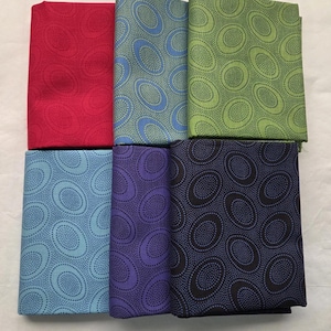 6 Fat Quarters - Estampa de Bolinhas Aborígenes, Coleção Kaffe Fassett - Tecido 100% Algodão para Quilting, 45,7 x 55,9 cm