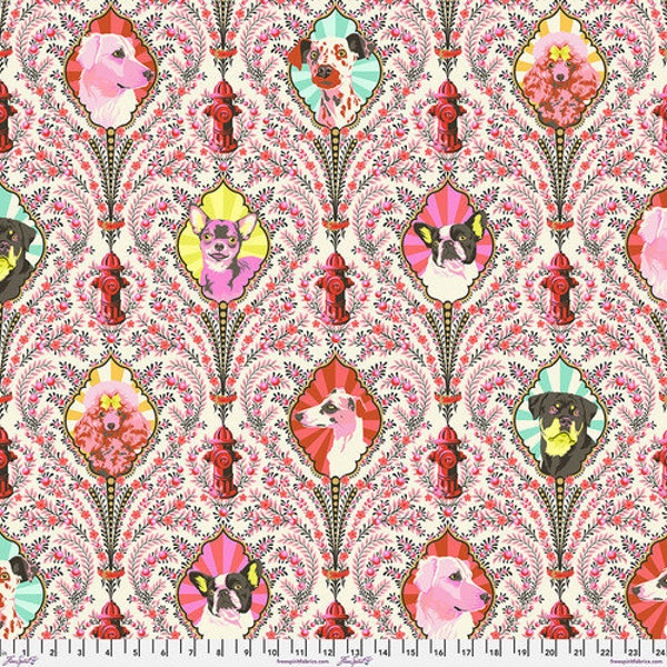 Puppy Dog Eyes, Blossom, Metallic - Tula Pink Besties 100% Cotton Quilt Fabric By the Yard