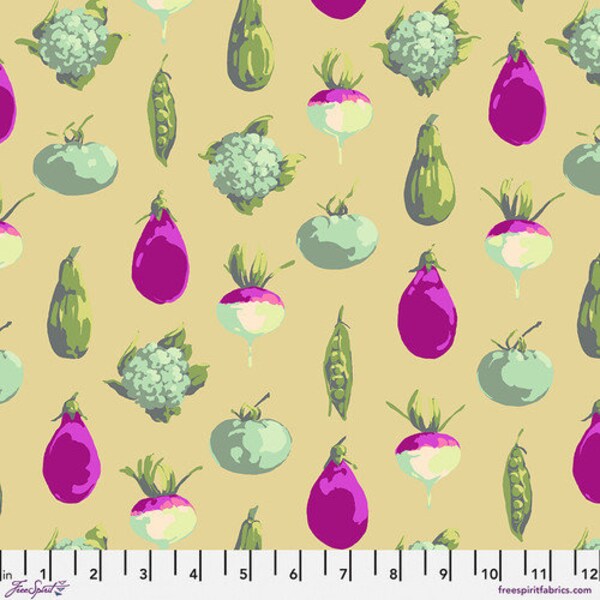 Veggie Dot, Gold - Martha Negley, Garden Quilt Fabric 100% Cotton By The Yard