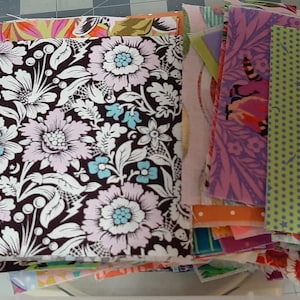 Pound of Tula Pink Fabric Scraps Pack for Crumb / Scrappy Quilting less than 4in