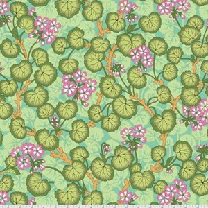 Climbing Geraniums, Green - Kaffe Fassett Quilt Fabric 100% Cotton