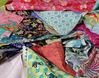 Tula Pink Fabric Scraps Pack  4-8 inches fabric lot - More than 2 yards