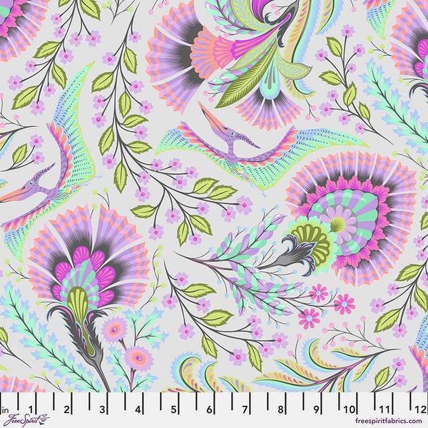 Wing It, Mist - Tula Pink Roar Quilt Fabric 100% Cotton By the Yard