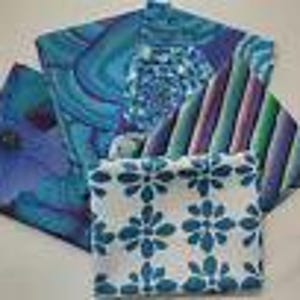 5 Blue Kaffe Fassett FQ Bundle - 5 Blue Fat Quarters Bundle FQ 18 x 22 Cotton Quilt Fabric Version 11