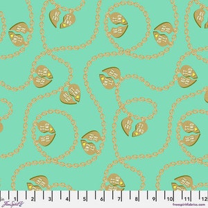 Lil Charmer, Meadow, Metallic - Tula Pink Besties 100% Cotton Quilt Fabric By the Yard