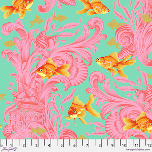 Treading Water, Blossom, Metallic - Tula Pink Besties 100% Cotton Quilt Fabric By the Yard