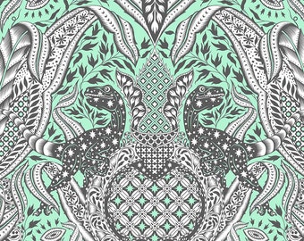 Geschenk Rapt, Mint - Tula Pink Roar Quilt Stoff 100% Baumwolle lose Ware