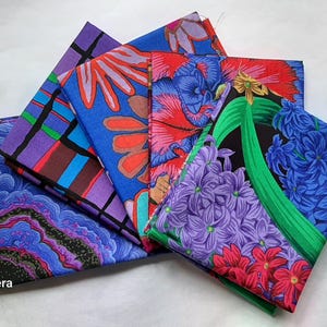 5 Blue Kaffe Fassett FQ Bundle - 5 Blue Fat Quarters Bundle FQ 18 x 22 Cotton Quilt Fabric Version 7