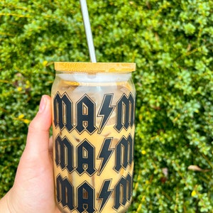 Mama AC/DC Iced Coffee Can Glass | Iced Coffee Cup | Rocker Mama Coffee ...