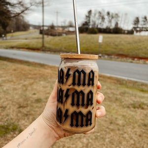 Mama AC/DC Iced Coffee Can Glass | Iced Coffee Cup | Rocker Mama Coffee ...