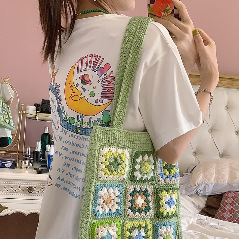 Crochet Floral Bag Knitted Flower Bag Shoulder Bag Crochet Etsy