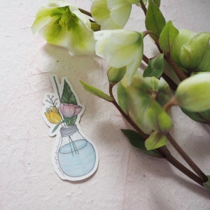 Sticker „Vase mit Blumen“ – floraler Aquarell-Aufkleber, Journaling & Geschenkidee