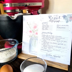 Rezeptkarte zum Ausdrucken, A5 PDF Vorlage, Lieblingsrezepte festhalten, Küche Deko Download, Watercolor Design