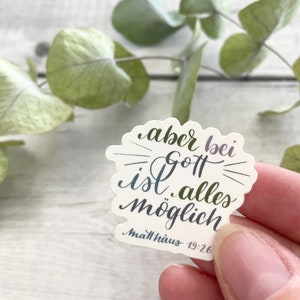 Christlicher Sticker – „Aber bei Gott ist alles möglich“ | Bibelvers Deko für Journaling, Karten & Geschenke