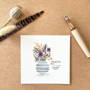 Jahreslosung 2024 Karte – „Alles, was ihr tut, soll in Liebe geschehen“ – christliche Grußkarte quadratisch mit Aquarell-Blumen