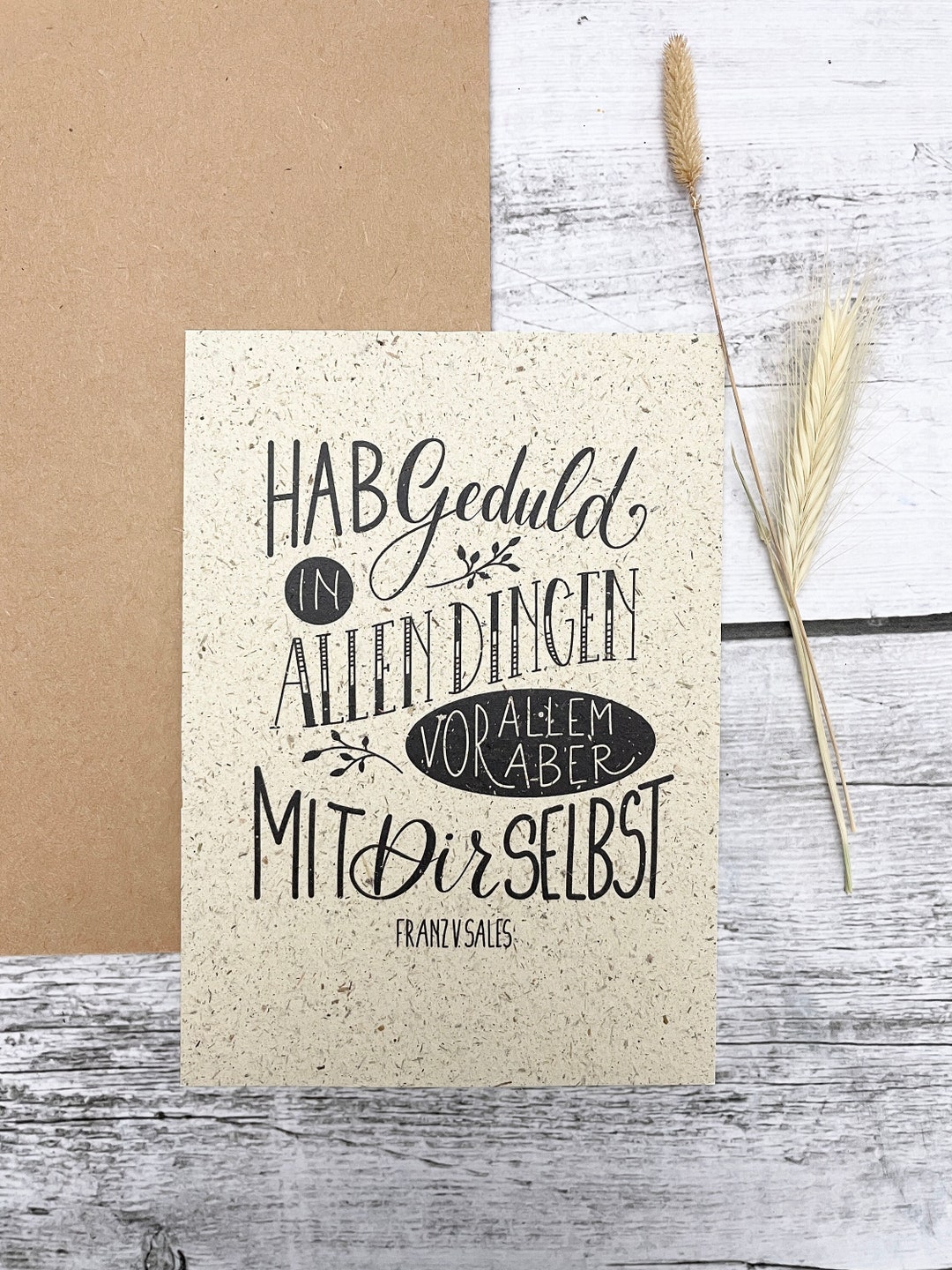 Karte, Spruch, Geduld, Lettering, Graskarte, Floral, A6 Etsy.de