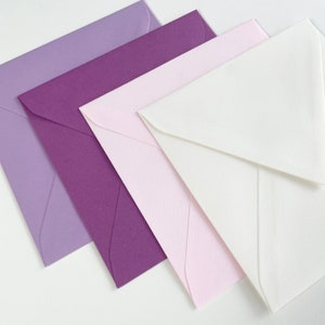 Briefumschläge quadratisch – 4er Set in Rosa & Violett | DIY Karten, Papeterie, Handgemacht