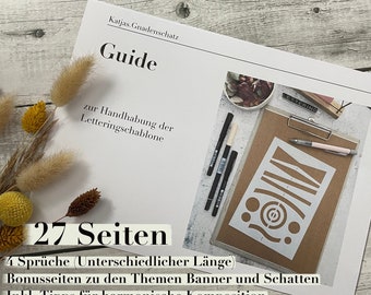 Printable, Guide zu Katjas.Visualisiserungstool, Lettering-Guide, Komposition, Handhabung Letteringschablone, digital,