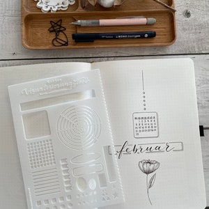 Bullet journaling, BuJo, stencil, shapes ruler, A5, Katja's visualization tool, tracker, planning image 8