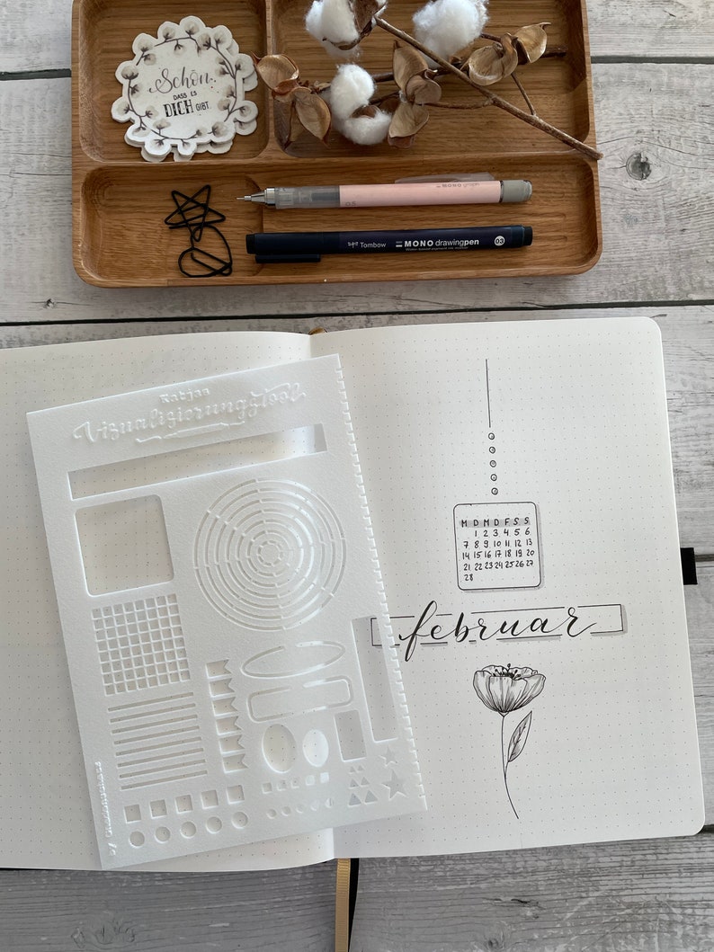 Bullet journaling, BuJo, stencil, shapes ruler, A5, Katja's visualization tool, tracker, planning image 8