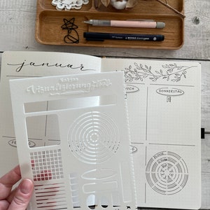 Bullet journaling, BuJo, stencil, shapes ruler, A5, Katja's visualization tool, tracker, planning image 7