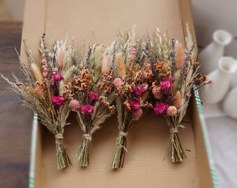 Mini bouquet di fiori secchi, bouquet di lavanda rosa essiccata di piante naturali, matrimonio, tavolo da pranzo, invito, bouquet di fiori secchi per eventi