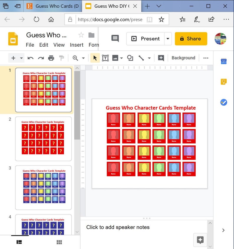 Guess Who Character Sheet Template | Etsy
