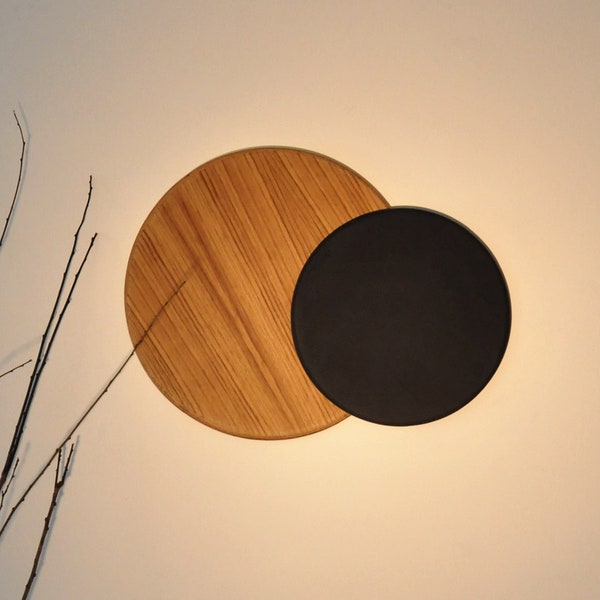 Décoration murale lumineuse en bois au design épuré - Eclipse