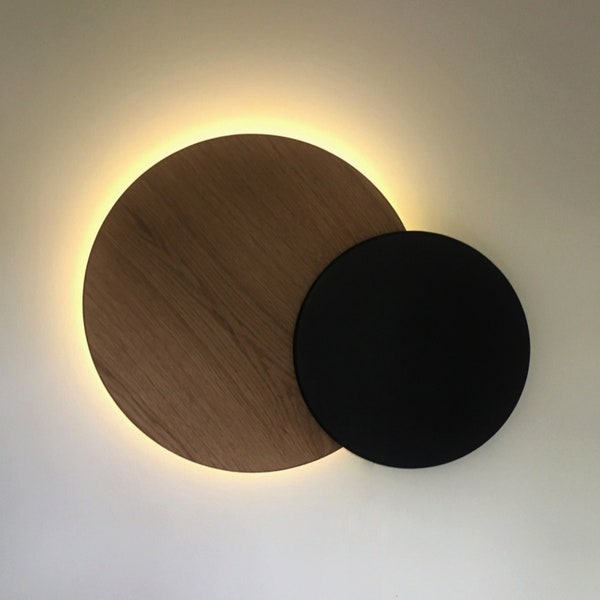 Décoration murale lumineuse en bois - Eclipse