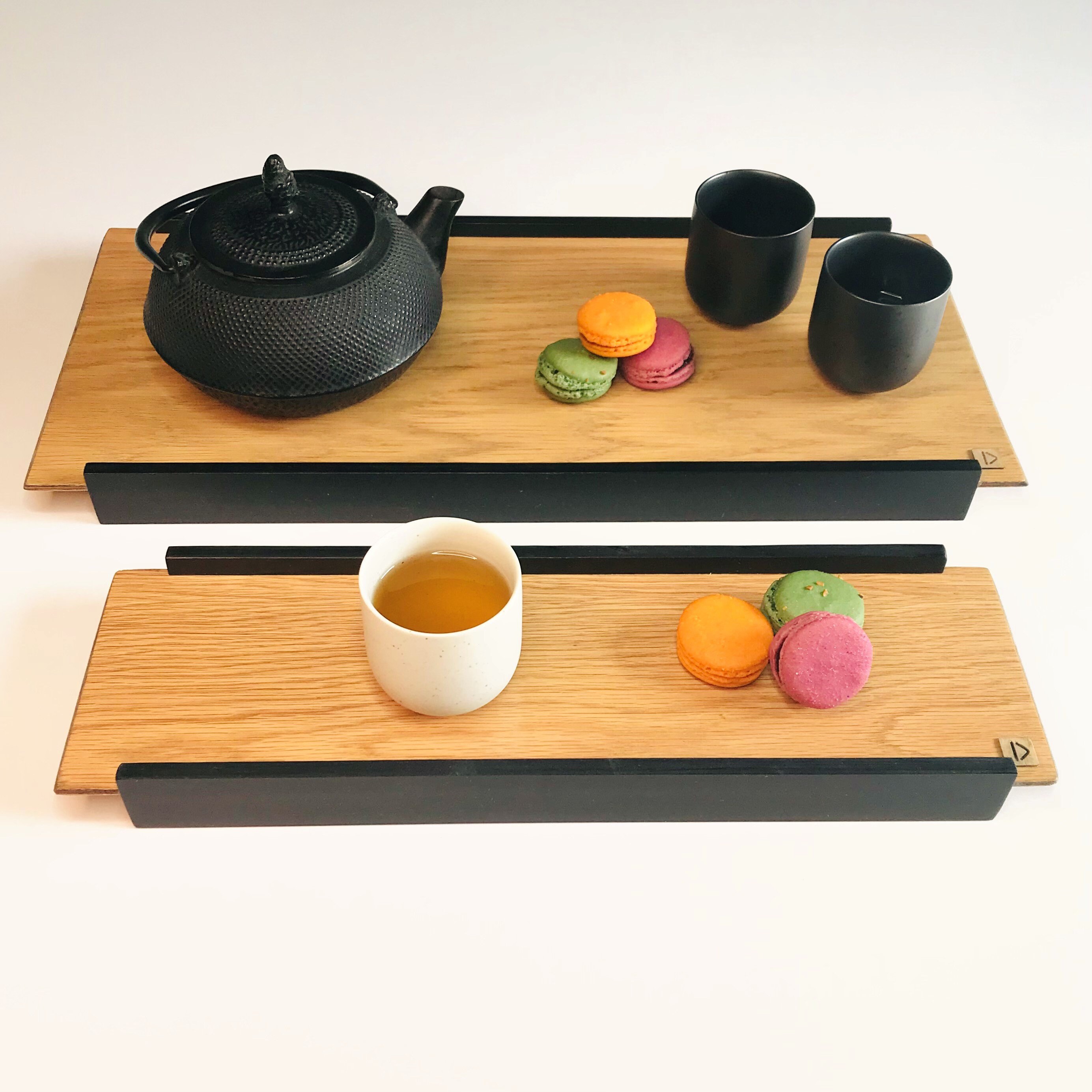 Plateau de Présentation en Bois Aux Lignes Japonisantes