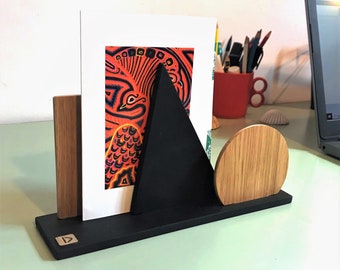 Wooden Mail Organizer with Geometric Shapes for the Office - Geometry