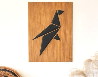 Wall decoration Bird Origami in wood - Pose