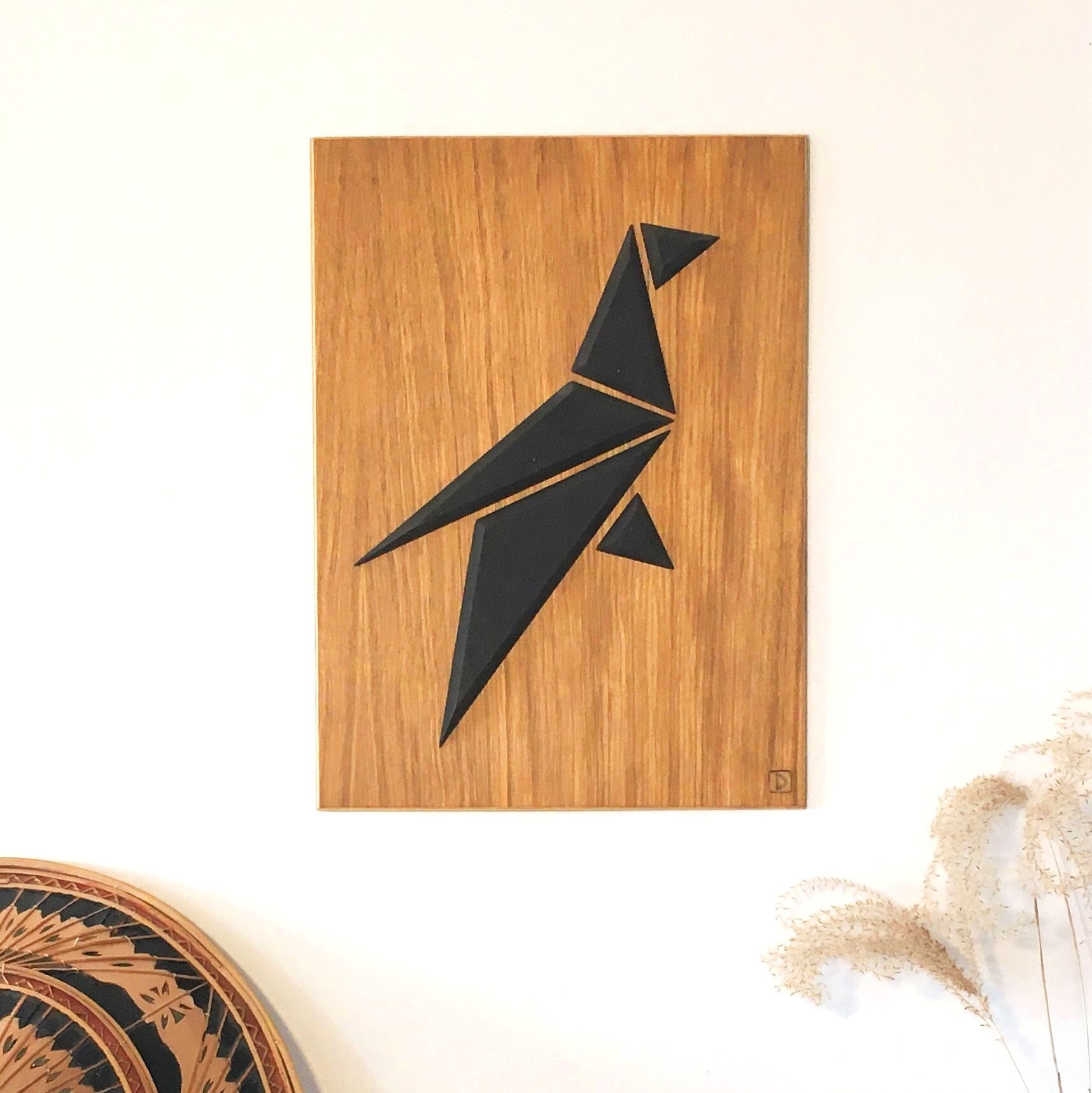 Décoration Murale Oiseau Origami en Bois - Pose