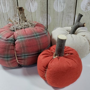 Handmade Plaid Fabric Pumpkins: Fall Farmhouse Tiered Tray Decor