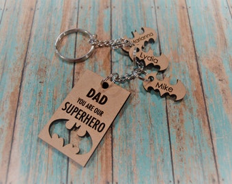 Super Héroe Papá Regalo, Llavero superhéroe, Regalo de papá, Llavero de regalo del Día del Padre