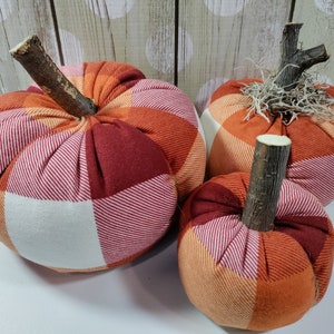 Handmade Plaid Fabric Pumpkins: Fall Farmhouse Decor