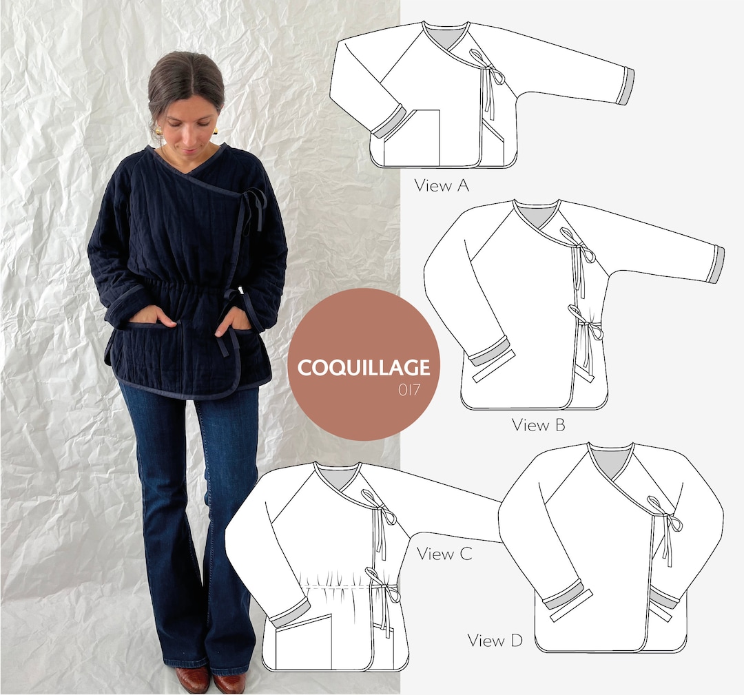 Wrap Quilted Jacket and Coat - PDF Sewing Pattern - Coquillage - Etsy
