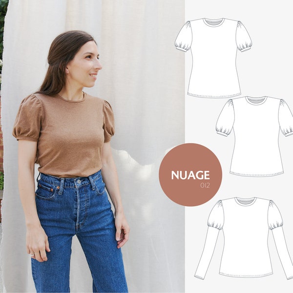 Balloon sleeve shirt - PDF sewing pattern pattern - Nuage