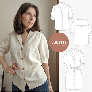 Classic vintage shirt and shirt dress pattern - PDF sewing pattern - Lucette