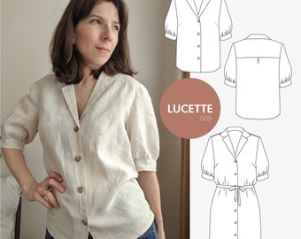 Classic vintage shirt and shirt dress pattern - PDF sewing pattern - Lucette