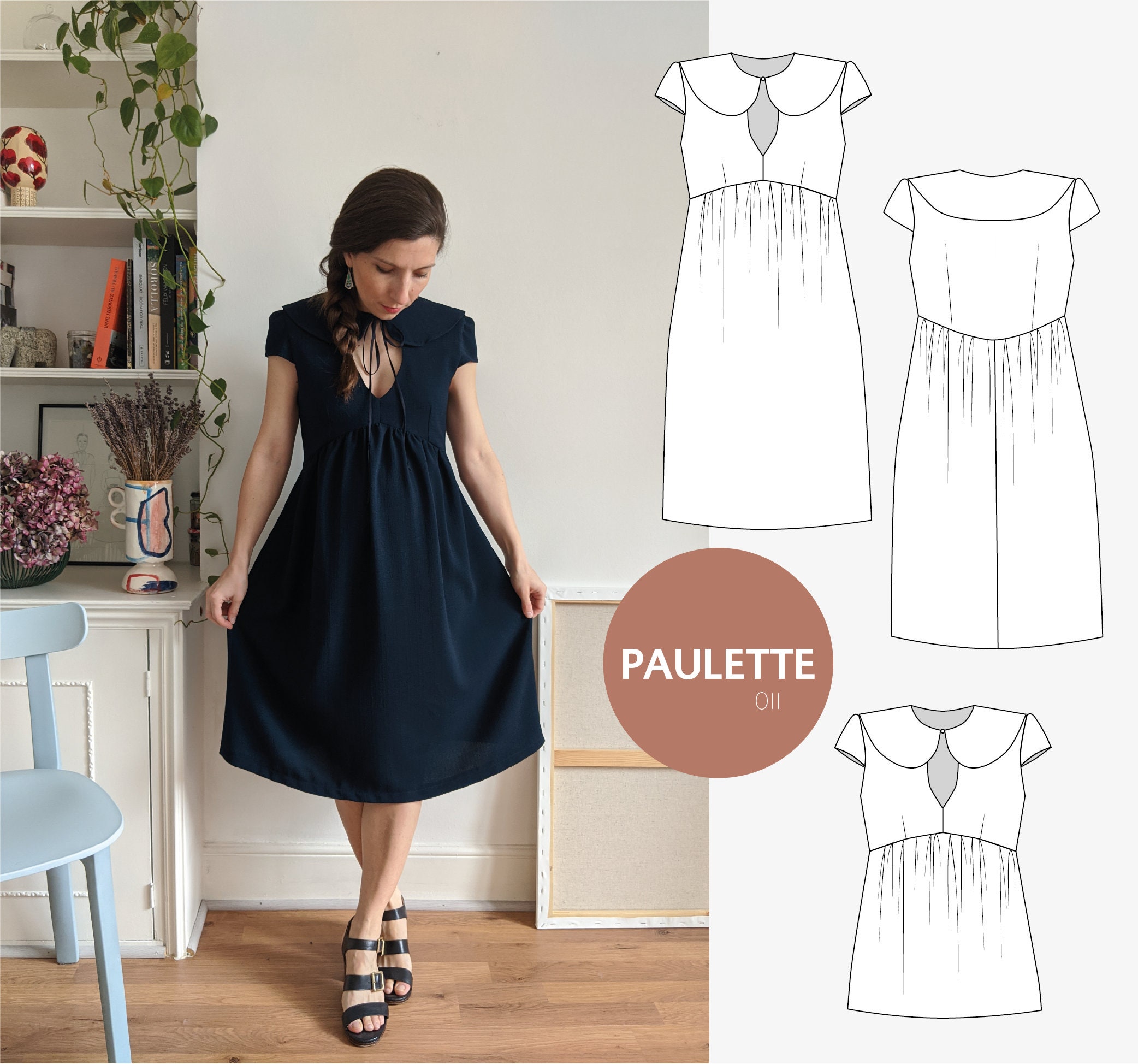 Peter Pan Collar Dress and Blouse PDF Sewing Pattern Paulette -  Canada