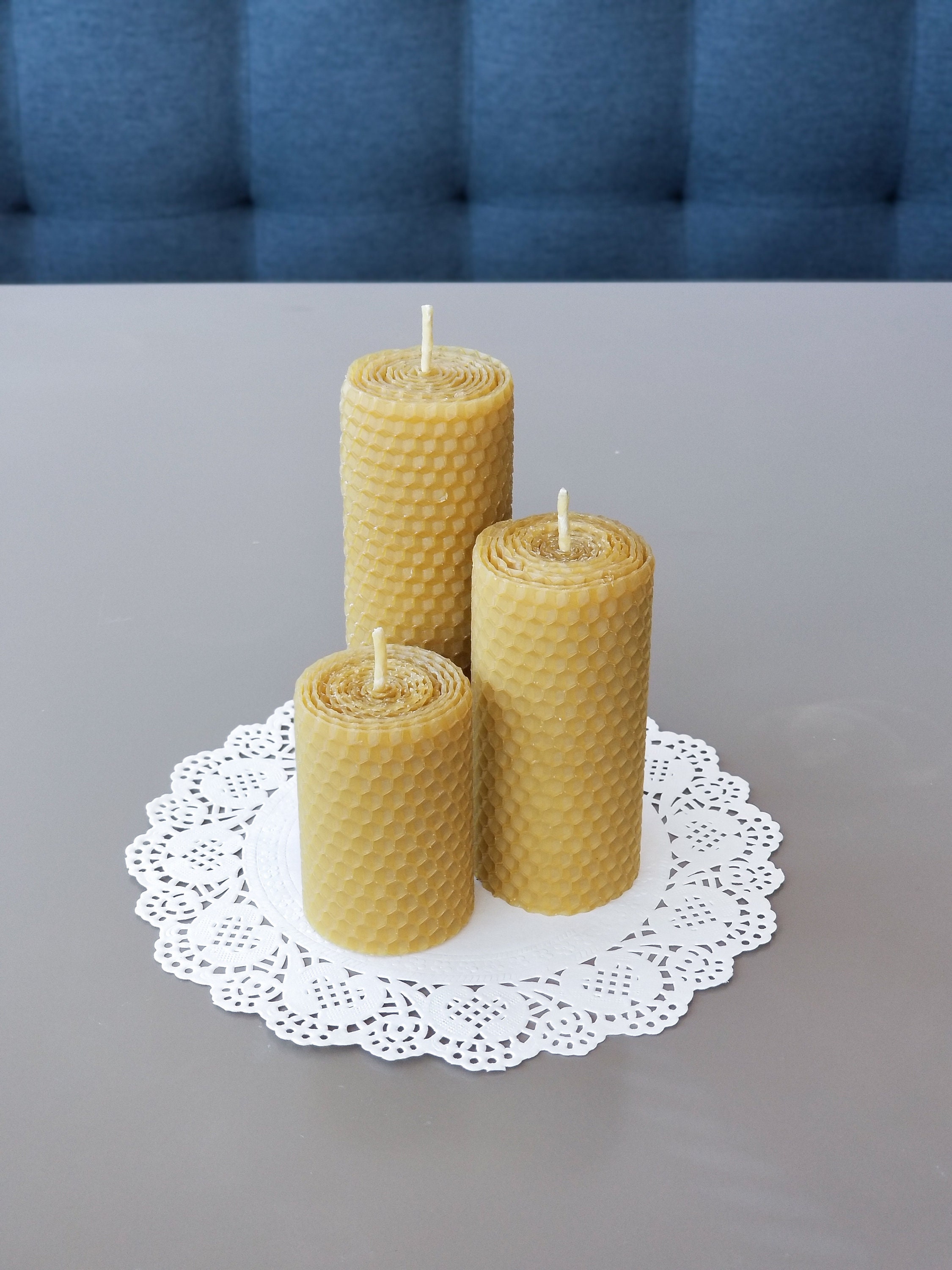 Set of 3 candles Honey Beeswax Candles 100 Natural Wax Etsy